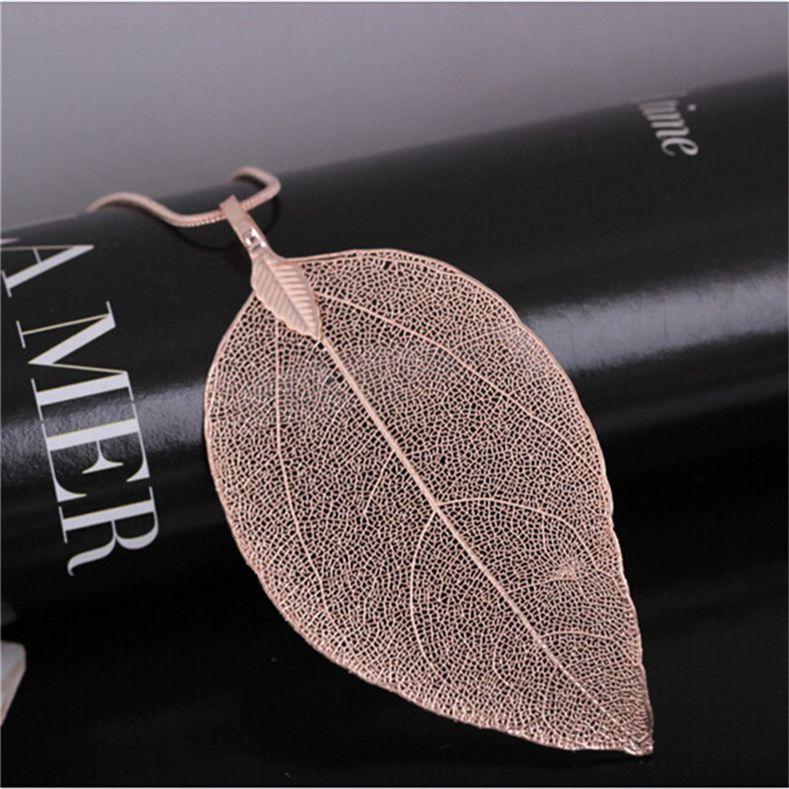 Элегантное ожерелье с подвеской в виде листа серебристого, розового золота и золотого цвета для женщин