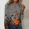 2025 Autumn & Winter Women's New Casual Crew Neck Long Sleeve Top 3D Halloween Pattern Ideal Halloween Christmas Gift