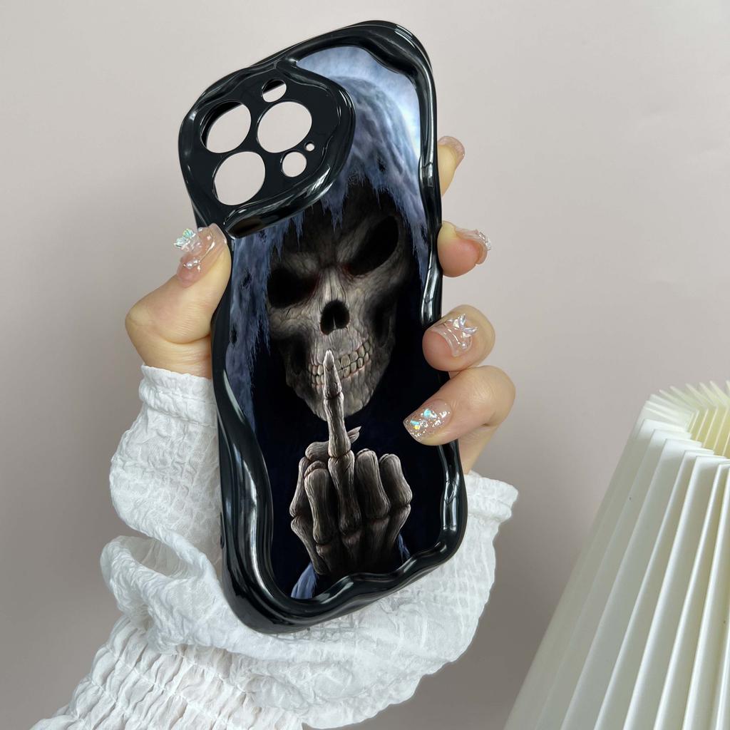 N44 Death Prayer Grim Skull Волнистый чехол для телефона для iPhone 15 14 13 Pro Max Samsung S24 S23 Ultra A54 A14 A34 Xiaomi Redmi 13C Huawei Мягкая задняя крышка