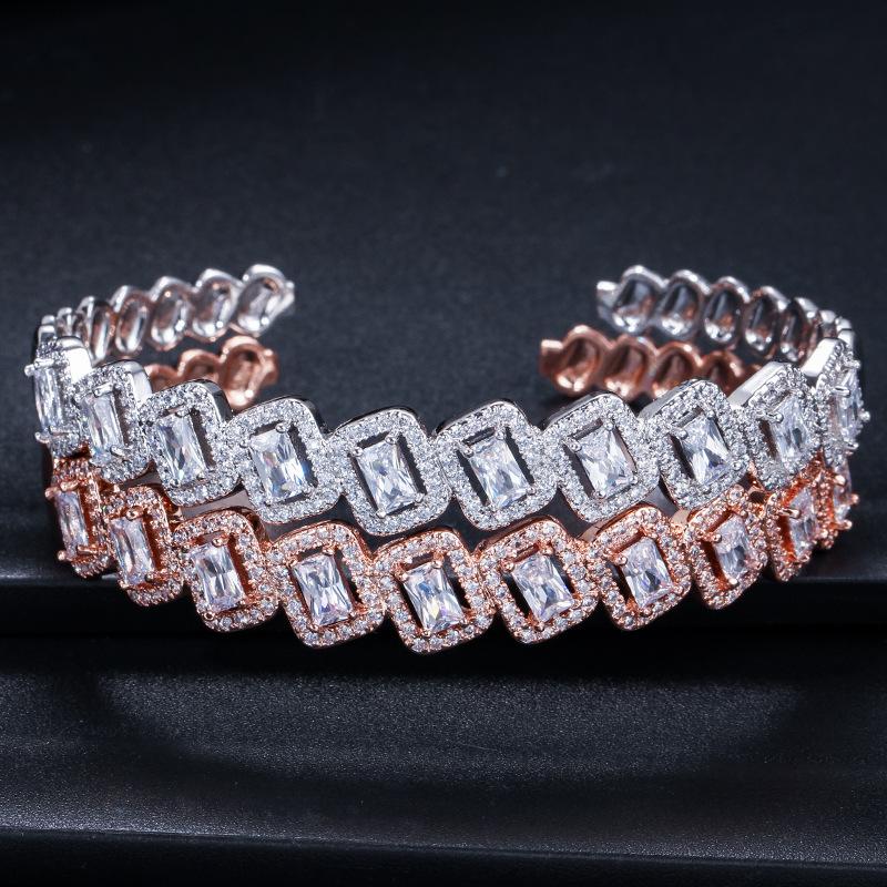 S0135 Creative Hand Jewelry Shiny Aaa Zircon Ladies Opening Bracelet