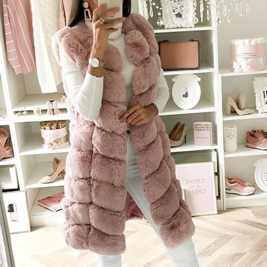 Модный женский осенне-зимний жилет из искусственного жилета без рукавов, теплая куртка, пальто