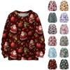 Ladies' Fashionable And Casual Christmas Cute Printed Round Neck Long Sleeved Knitted Yarn