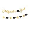 Glittering Congrats Grad Banner Graduation Party Ornament Hanging Decoration for Class of Graduation Celebration