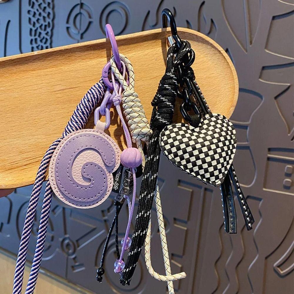 Heart-shaped Leather Key Chain Leather Exquisite Girls' Bag Accessory Light Luxury Pendant DIY