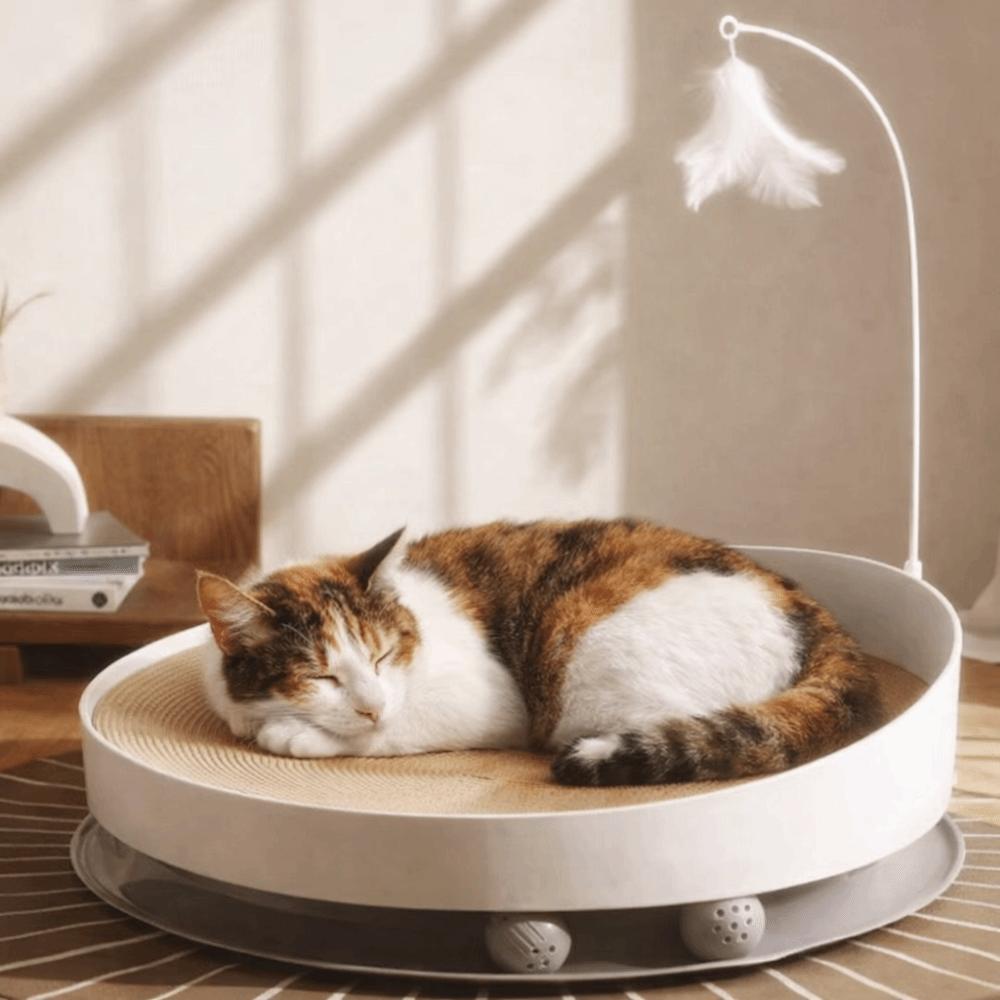 Wear Resistant Cat Scratch Board Round Cat Turntable Toy Teasing Cat Stick  Indoor Play