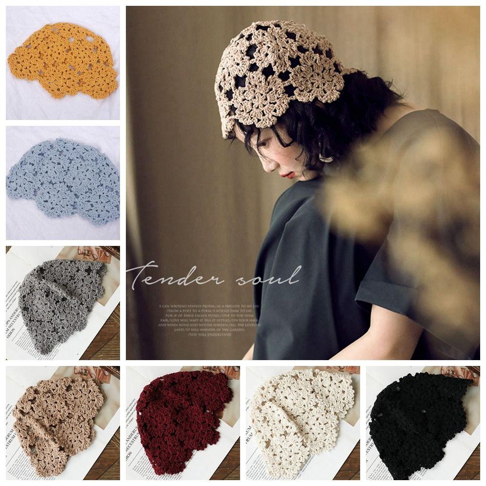 Basin Hat Hollow Flower Knitted Hat Panama Cap Beanies Fashion Crochet Bucket Hat Girls