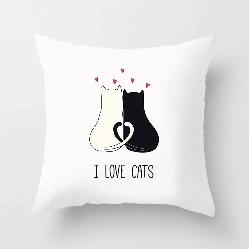 Lovely Cartoon Black Cat Cushion Cover Pillow Cover Sofa Car Home Decoration Room Decoration 45*45cm