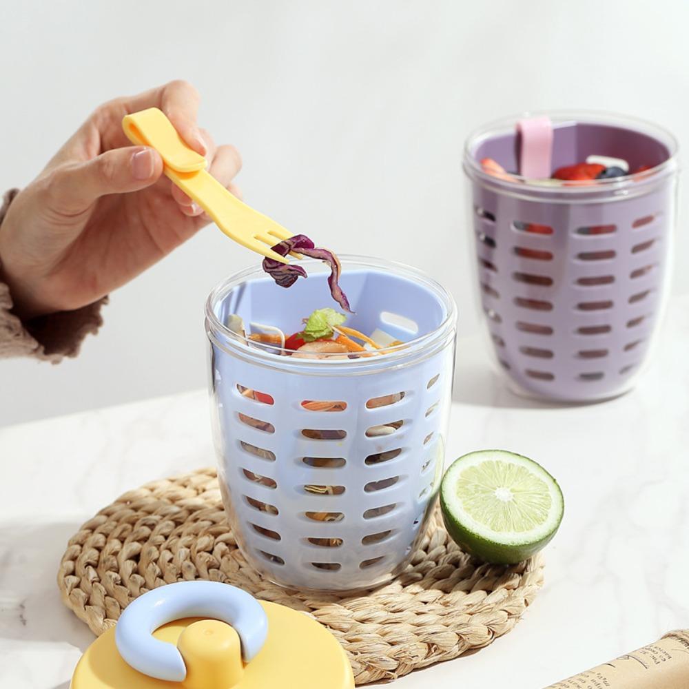 С вилкой стакан для консервирования фруктов многоцелевой стакан для сока двухслойный дренажный стакан для кемпинга