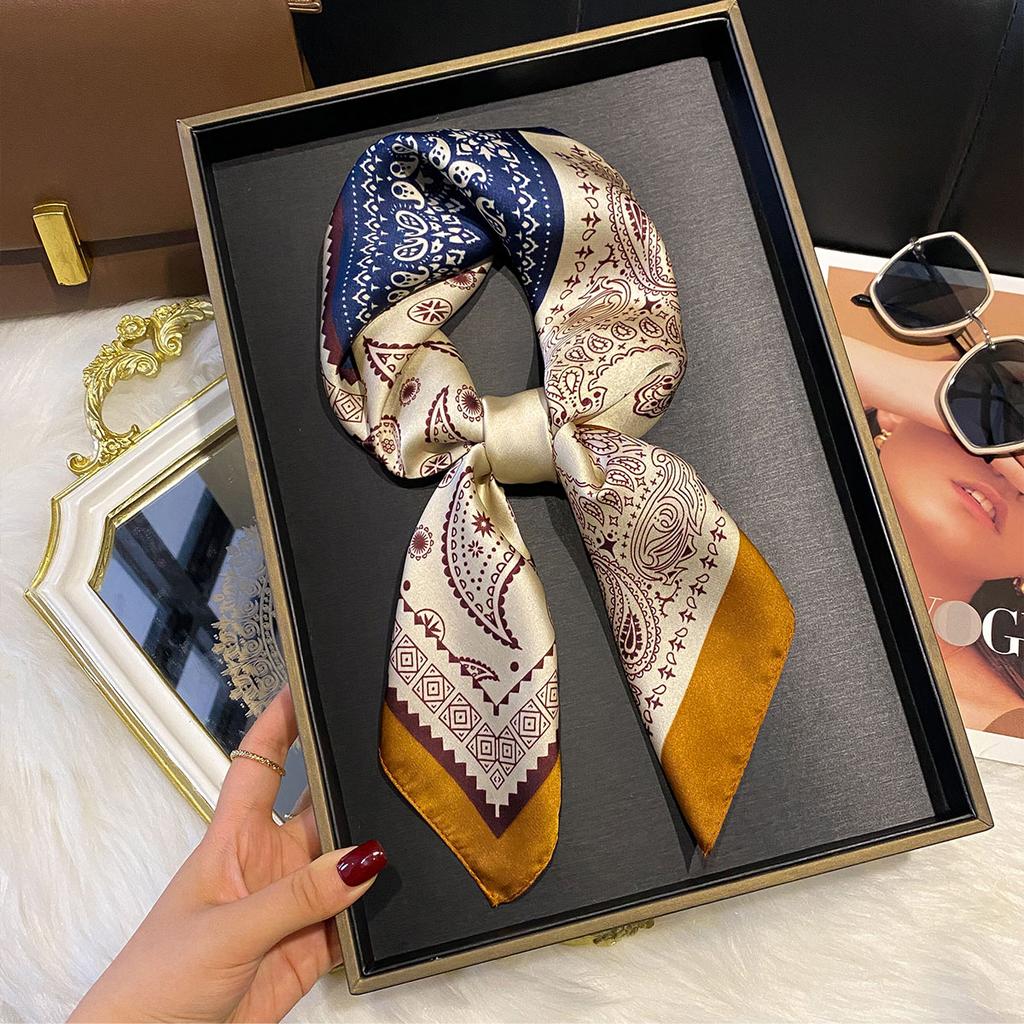 70*70cm Silk Square Scarf Women Paisley Cashew Print Neck Tie Soft Satin Neckerchief Female Foulard Headband Hijab Decorate