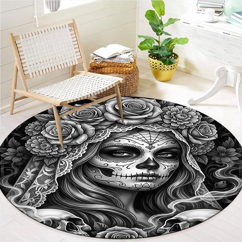 Sketch Armor Dragon Wolf Truck Round Area Rug,Carpet Rug for Living Room Bedroom Sofa Playroom Decor,Non-slip Floor Mat
