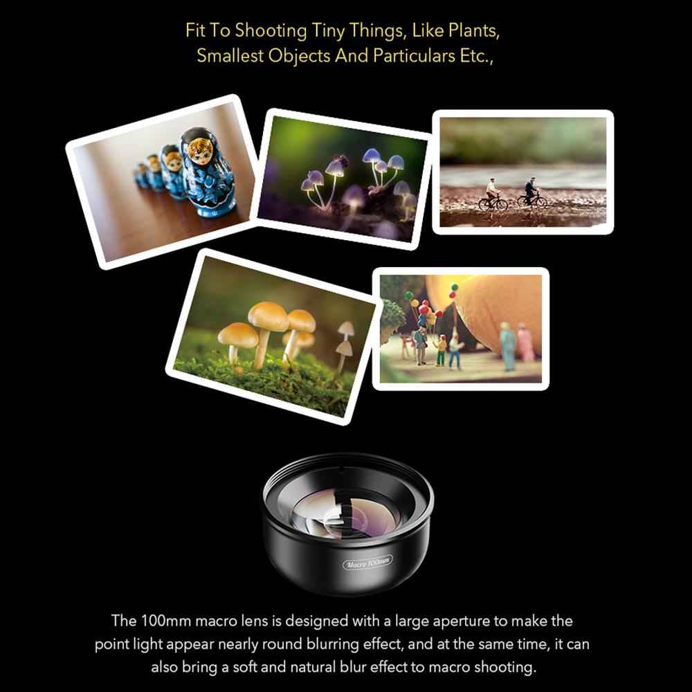 APEXEL APL-HB100mm Universal Smartphone Macro Lens 4K HD Phone Camera Lens No Distortion Blurry