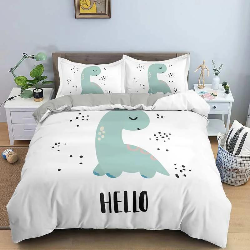 Cartoon Dinosaur Duvet Cover King Queen Size Jurassic World Theme Bedding Set Kids Ancient Animals 2/3pcs Polyester Quilt Cover