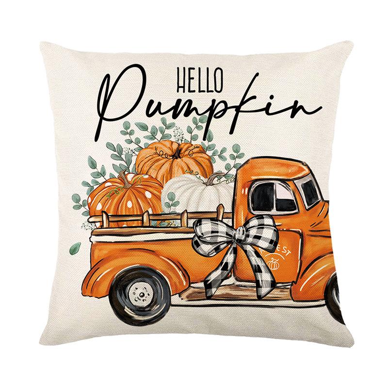 Autumn Harvest Series Pillow Cover Polyester Printed Pumpkin Cushion Cover Living Room Bedroom Decorative Cushion Cover