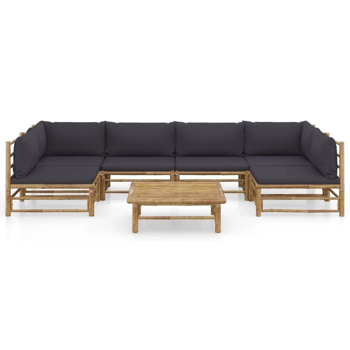 Maison Exclusive - Salon de jardin 7 pcs avec coussins gris foncé bambou