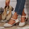Модные новые босоножки на высоком каблуке с ремешком на щиколотке для женщин, летние дышащие туфли-лодочки с вырезами, женские удобные туфли Мэри Джейн на массивном каблуке
