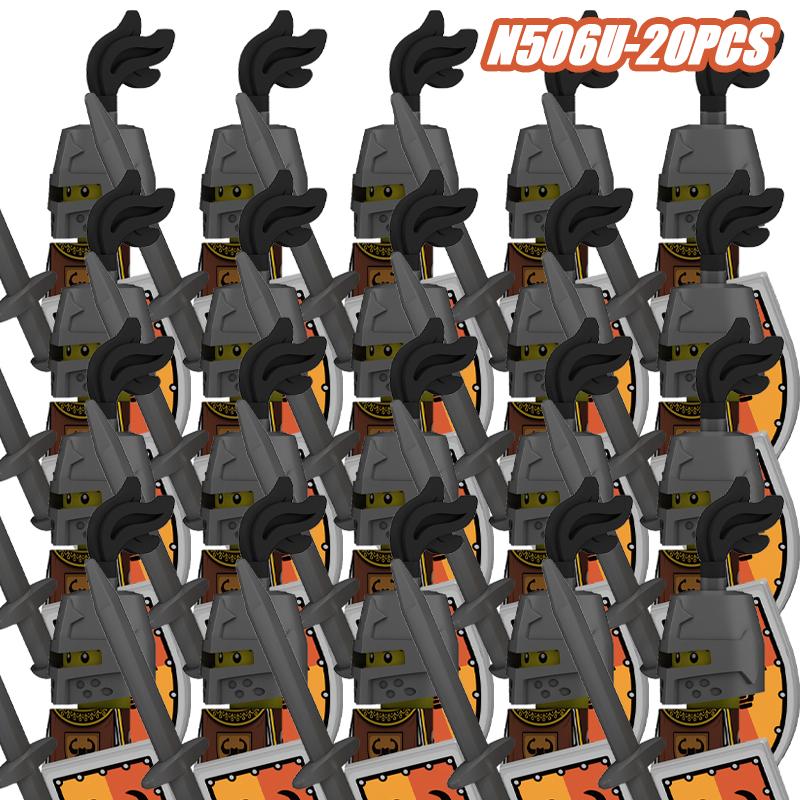 Medieval Castle Knight Warrior Building Blocks Black Eagle Bull Kingdom Guard Armor Shield Sword Lance Cavalry Bricks Toy Gifts