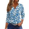 Жен. Футболка С принтом Пуговицы Рукав 3/4 Повседневные Выходные Мода Классический Классический V-образный вырез Обычный Верх