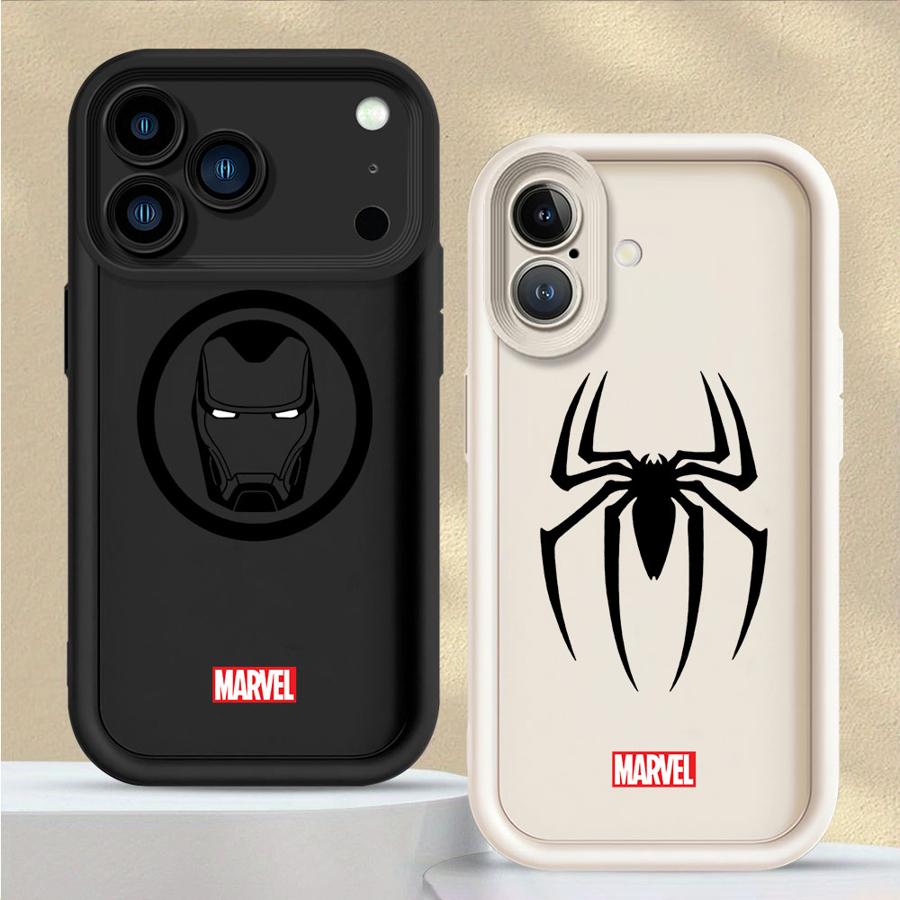 Мягкий чехол-кейс для iPhone XR 15 16 14 Plus 16e XS Max 13 12 11 Pro Max 17 Air Marvel Человек-паук Железный человек