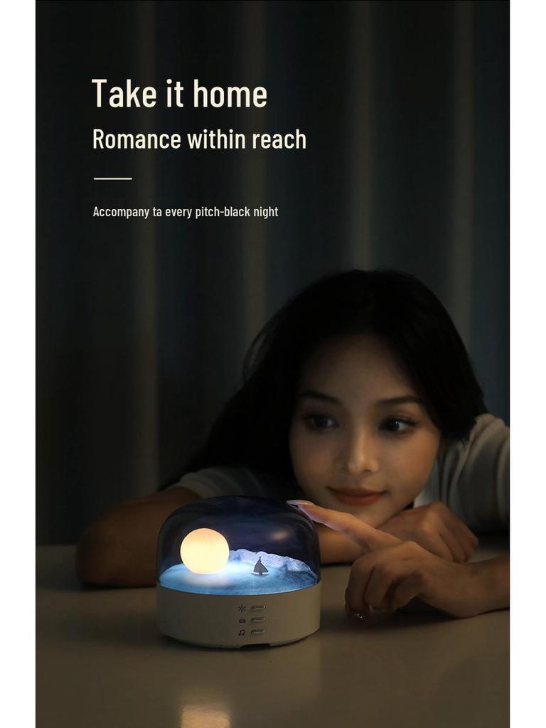 Creative Crescent Bluetooth Speaker and Rechargeable Eye-Friendly Bedside Night Light with Stepless Dimming.