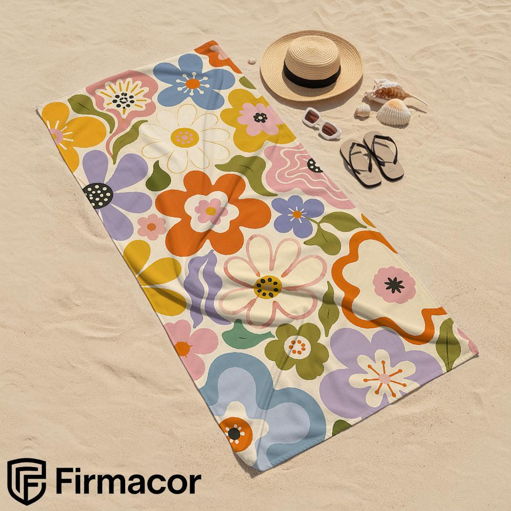 Boho Floral Cartoon Anime Beach Towel Microfiber Quick Dry Super Absorbent Soft Bath Towel for Kids Adults Travel