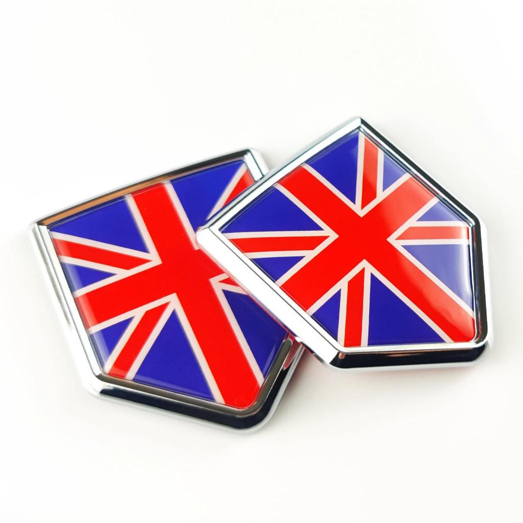 Newperlite United Kingdom England UK Flag Emblem Decal Union Jack Car Sticker Chrome Shield Flag 2 Pack
