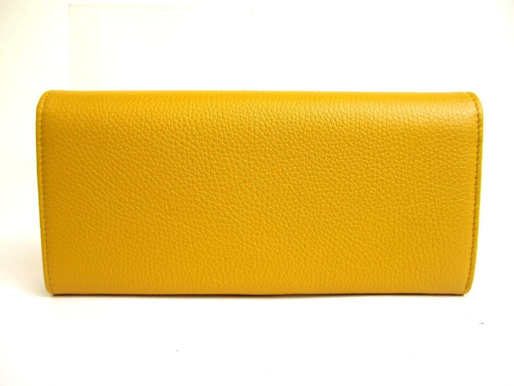 Authentic BVLGARI Yellow Leather Logo Clip Gold H/W Flap Long Wallet #b025  Open box