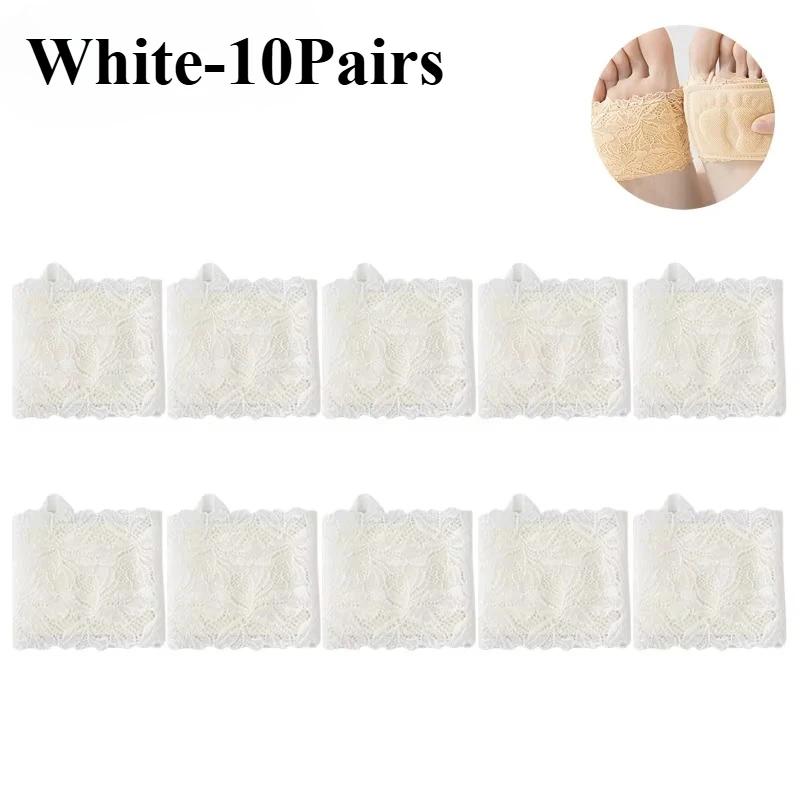 Invisible Sandals for Women Lace Half Length Socks Non Slip Cotton Sole Forefoot Pads Sports Comfort Insoles Barefoot Ready