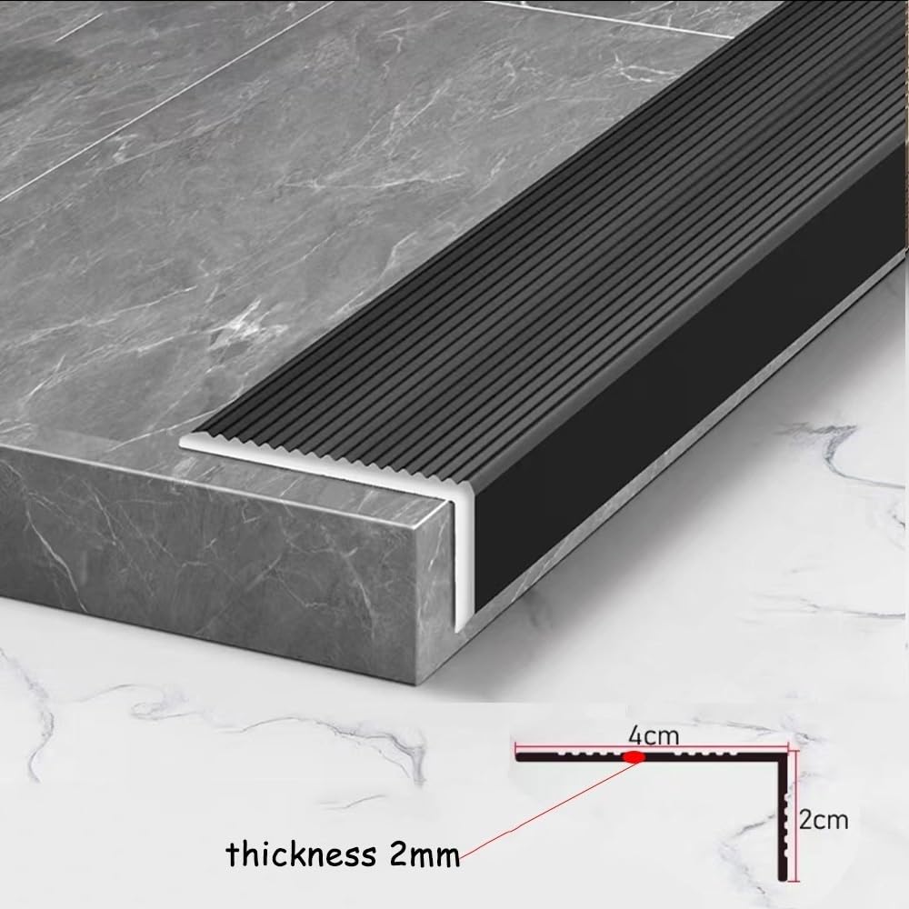 Non-Slip Stair Nosing, Metal Self Adhesive Stair Edge Protector, Aluminum Step Edge Trim StripsCorner Guards, L-Shaped Edging Transition Strip (Style