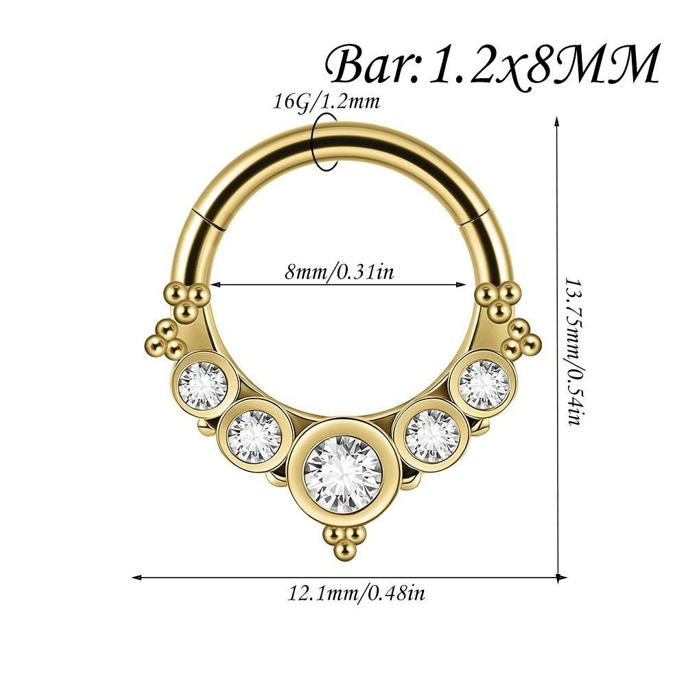 1PC Stainless Steel Septum Clicker Ring Heart Zircon Daith Piercing Ring Nose Piercing