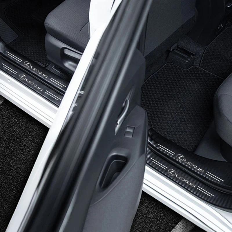 AAPM1 1/4/5Pcs Car Door Sill Scuff Plate Decor Carbon Fiber Stickers For Lexus Fsport UX RX350 RX450h LX600 NX300h GX460 IS300h IS250