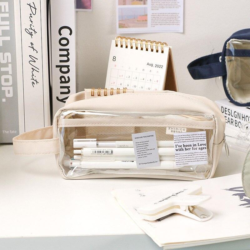 Свежий стиль, прозрачные сумки для карандашей, красивая сумка для ручек, водонепроницаемый держатель для канцелярских принадлежностей большой емкости, школьные/офисные принадлежности
