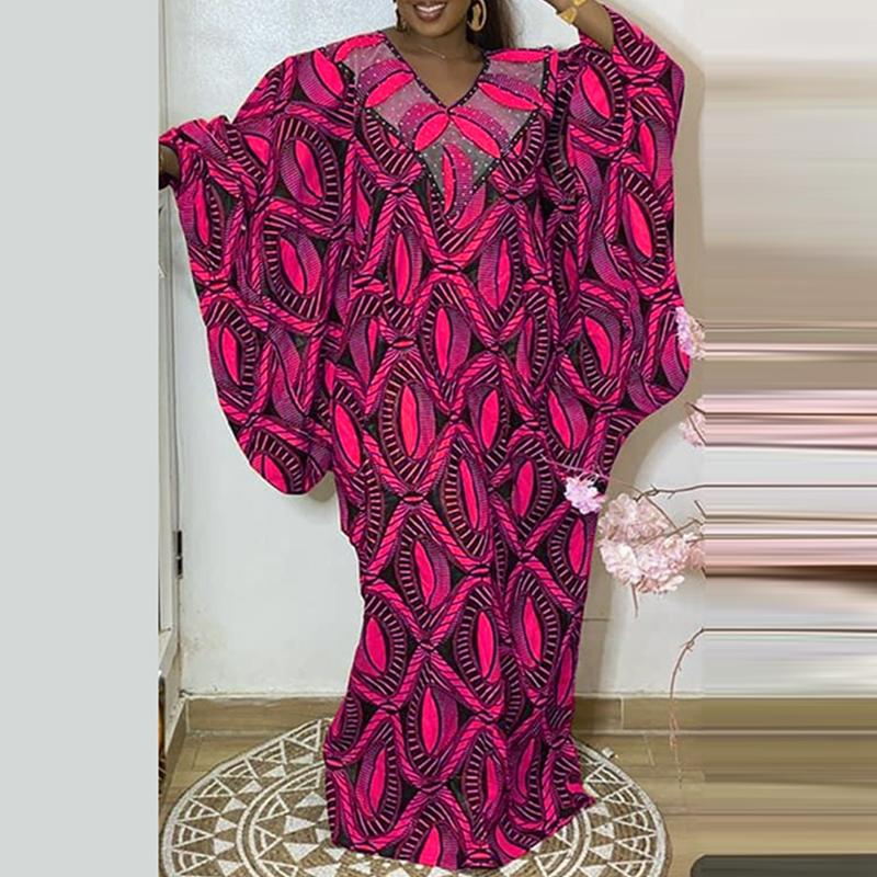 Женские платья больших размеров с V-образным вырезом и длинным рукавом с принтом