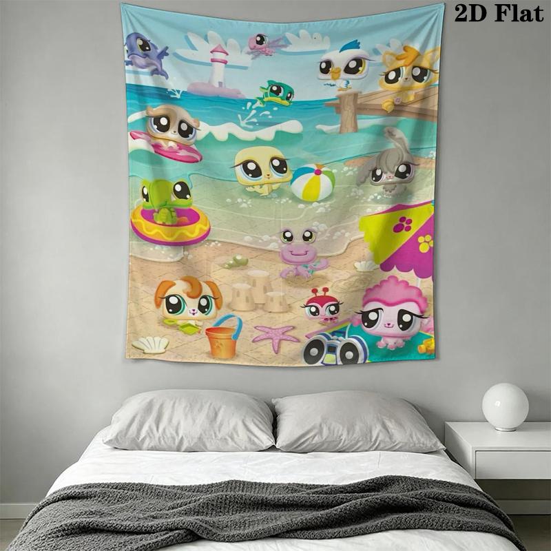 Littlest Pet Shop Wall Tapestry Aesthetic Wall Hanging Printed Fabric Blanket Decorative Tapestries for Bedroom Living Room Home Decor