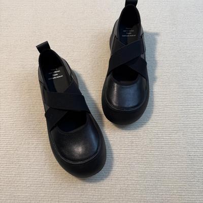 Версия из коровьей кожи~ Натуральная кожа Мэри Джейн одинарная обувь женская платформа внутренняя высота увеличение серебряный крест маленькие кожаные туфли