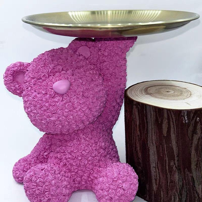 Креативный свет Роскошный свирепый медведь с розовым орнаментом Поднос для хранения Гостиная Спальня Винный шкаф Украшения Роскошный орнамент