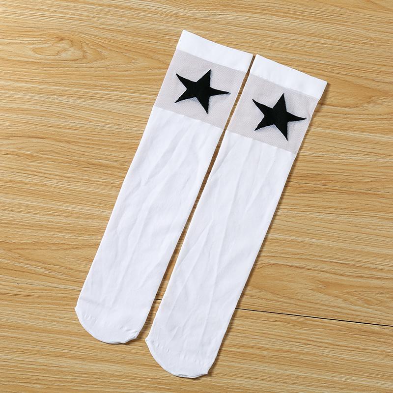 Белые школьные гольфы выше колена с мультяшным дизайном кошки/звезды/сердца/полоски для малышей, детей, учеников, чулки принцессы