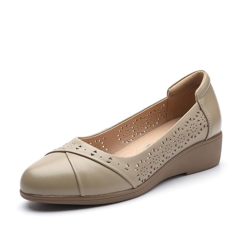 GKTINOO 2025 Женские балетки из натуральной кожи, женские мягкие балетки с острым носком, летние женские туфли-лоферы с перфорацией для мамы, женская обувь, сандалии