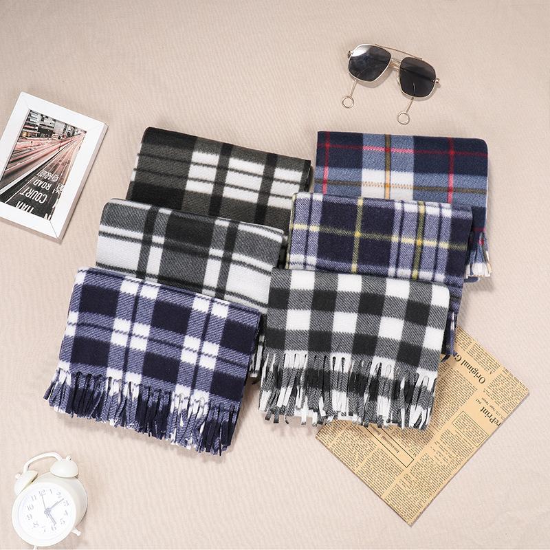 Autumn And Winter Classic Plaid Double-Sided Velvet Gift Scarf Exhibition Night Market Men'S Stall Warm Scarf Women'S Shawl