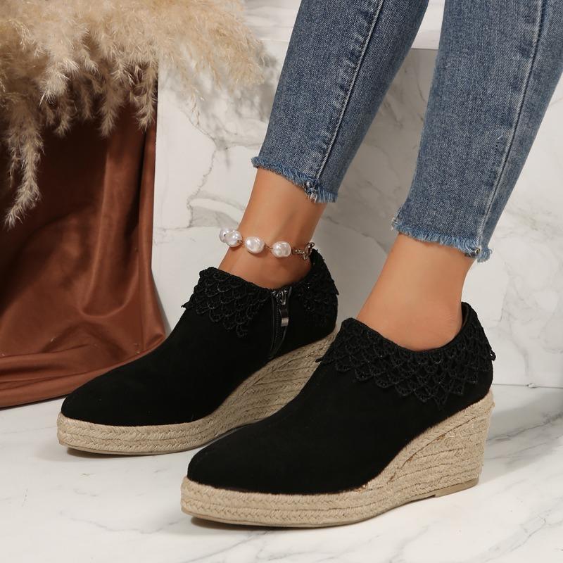 Женская обувь 2024 года, горячая распродажа, Рим, женские туфли на высоком каблуке, повседневные туфли-лодочки на платформе, женские туфли на шнуровке с боковой молнией на танкетке, женская обувь для активного отдыха Zapatos