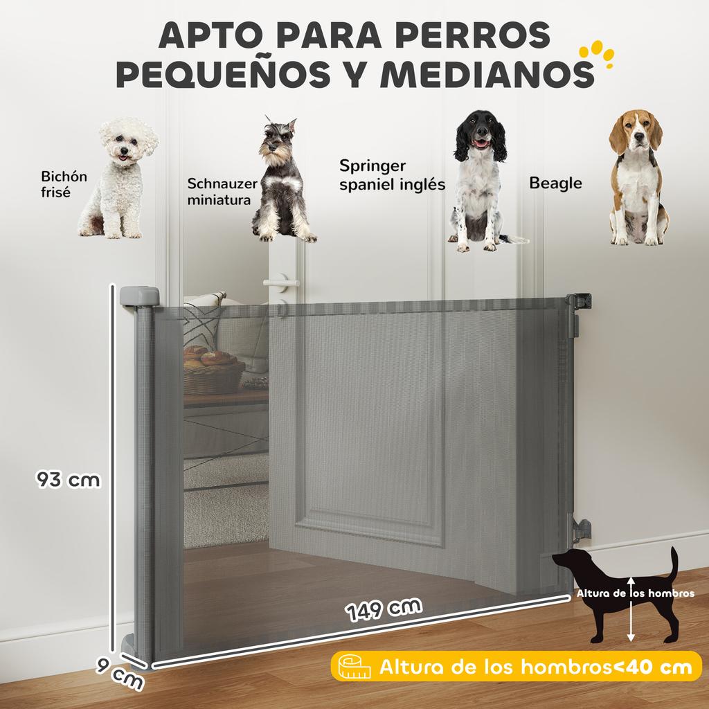 Retractable Dog Safety Gate Extendable Up To 140 Cm Width For Stairs And Doors Gray
