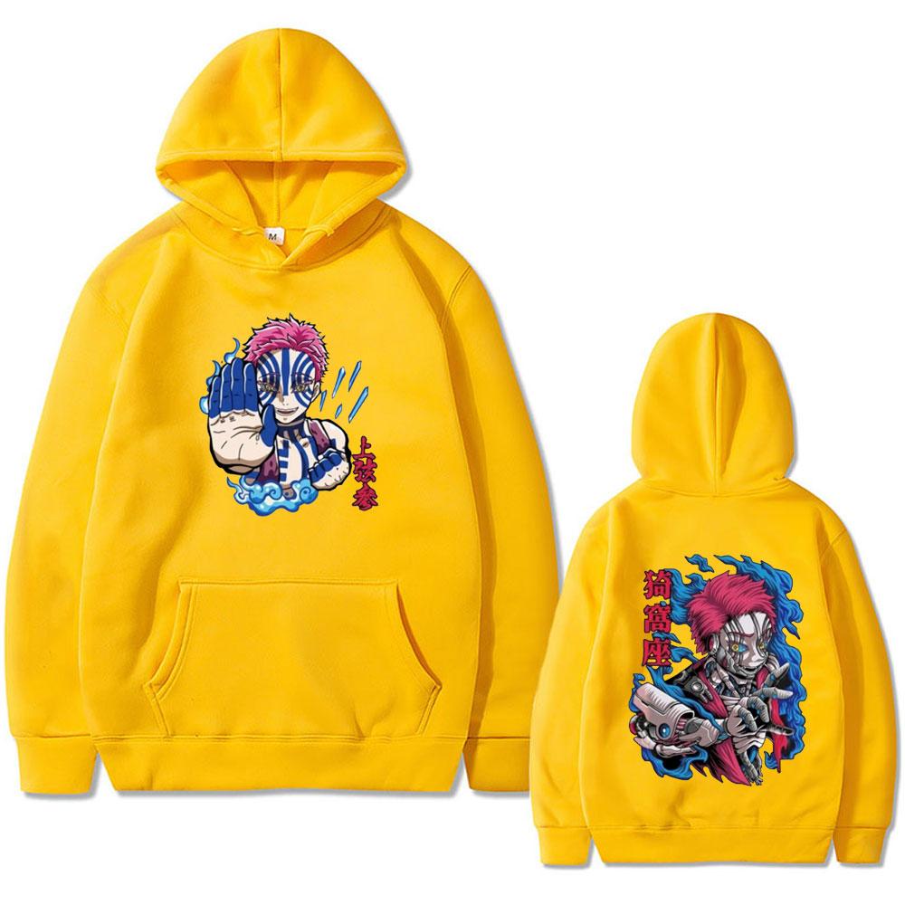 Аниме Клинок, рассекающий демонов Аказа Толстовка с двусторонним принтом Мужская Женская Одежда Мультяшный Пуловер Оверсайз Флисовая Толстовка