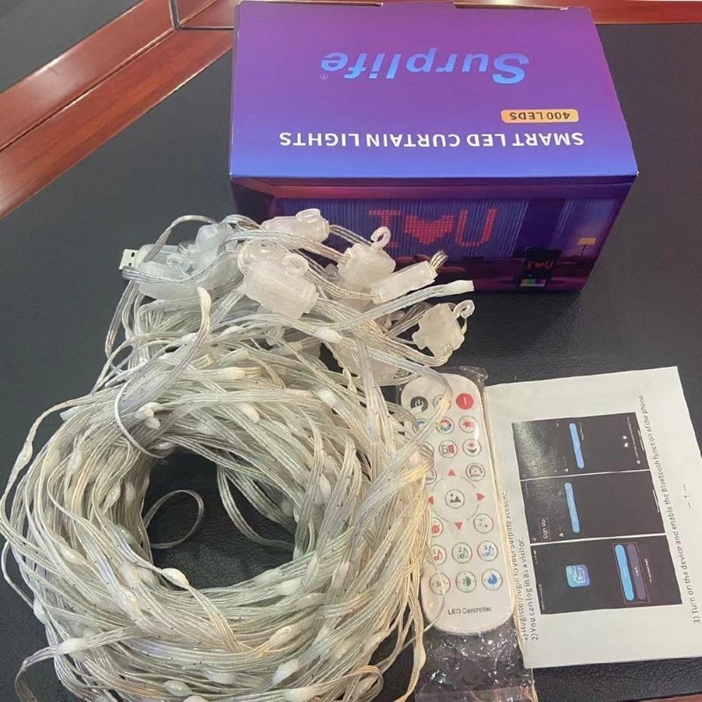 Новые RGB Умные Гирлянды для Штор Синхронизация с Музыкой Управление через Приложение и Пульт ДУ Светодиодные Гирлянды для Вечеринки на Новый Год