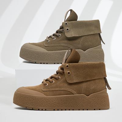 Осенние новые ботинки Мартин женские кожаные замшевые для улицы с высокой платформой повседневные короткие ботинки женские с низким верхом