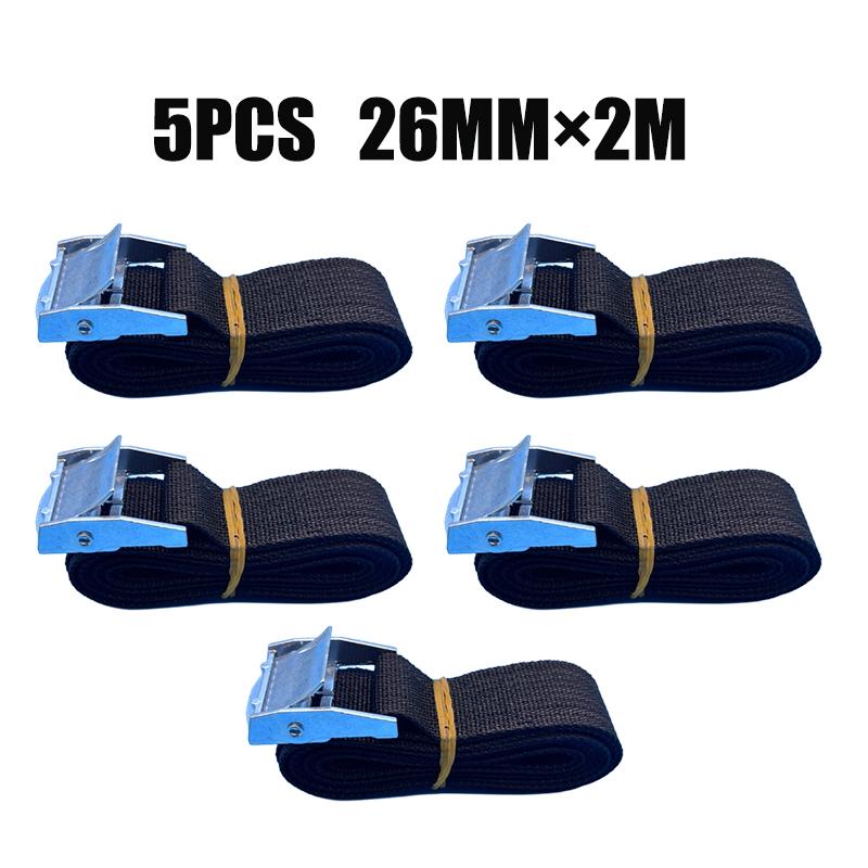 5Pcs 2M Tension Rope Tie Down Strap Strong Ratchet Belt Car Luggage Bag Cargo Lashing Strap Zinc Alloy Zinc Nylon 5 Color