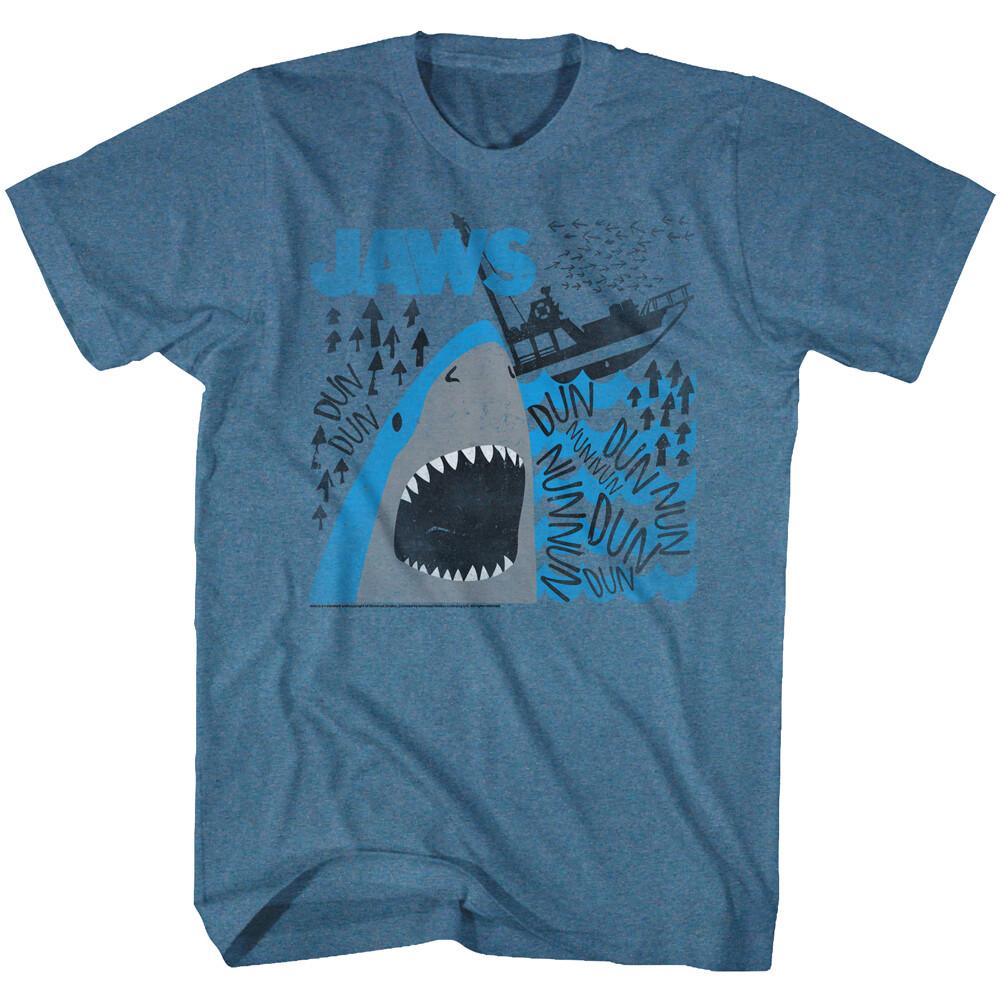 Jaws 70 Thriller Movie Dun Dun Repeat Shark Bite Orca Boat Men T Shirt