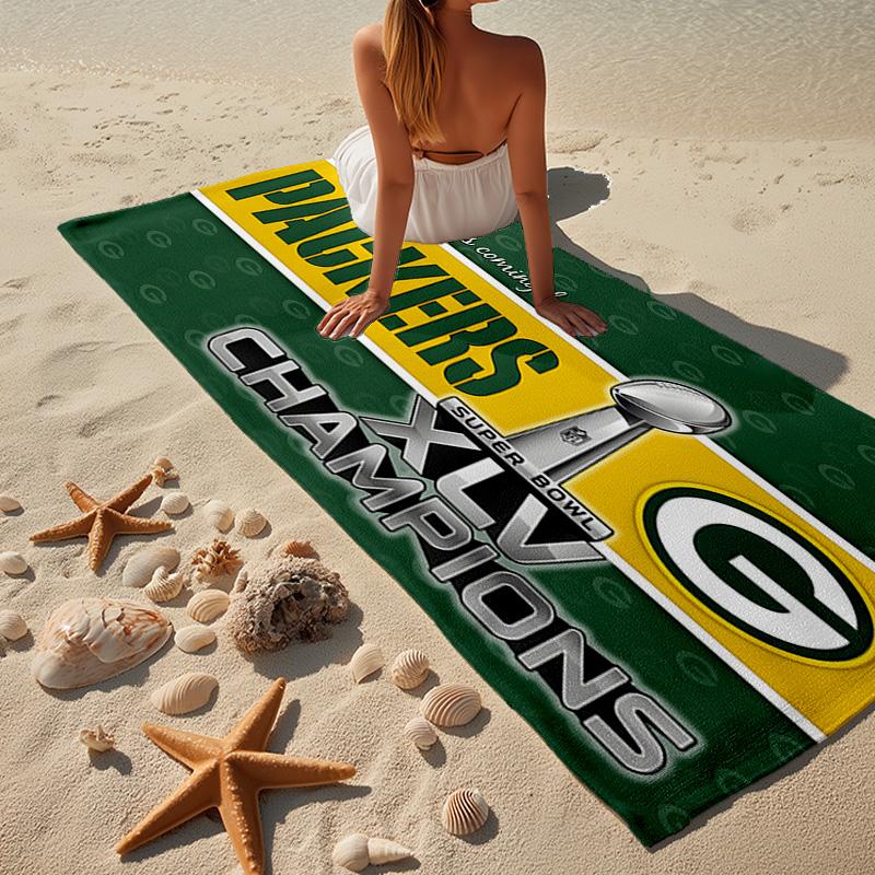 Green Bay Packers Logo Microfiber Beach Towel, Lightweight And Quick-Dry, for Summer Travel, Beach Essential, Swimming Pool