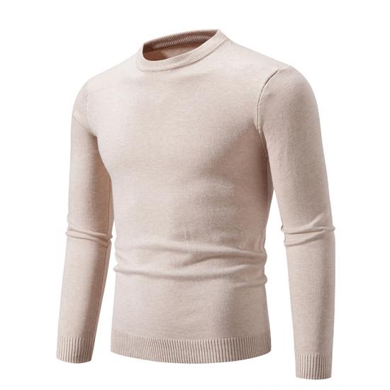 Autumn Men Thin Solid Color Elastic Slim Fit Pullover Sweater Basic Inner Layer Lightweight Warm Casual Knitwear Top for Male