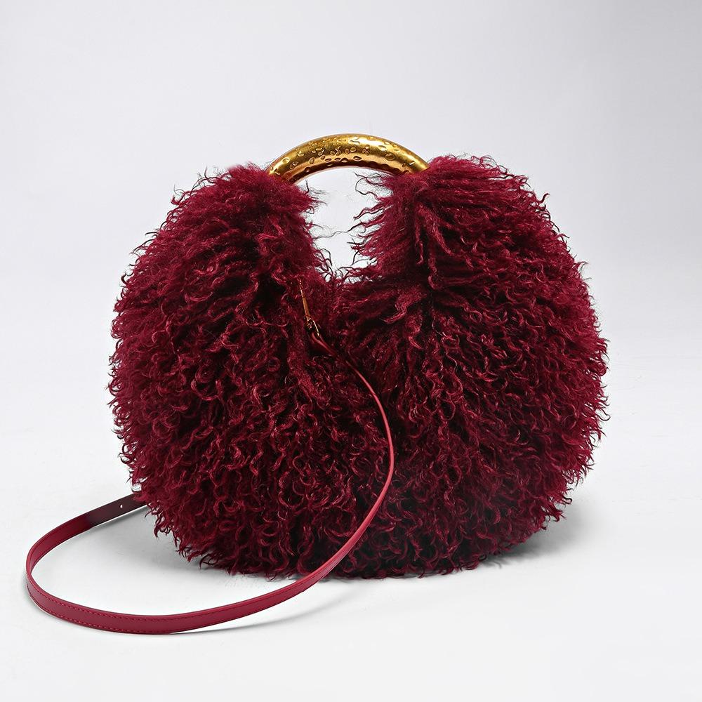 Y2k Fluffy Crossbody bag Portable Fluffy Tote Bag Retro Fuzzy Fur Handbag Party