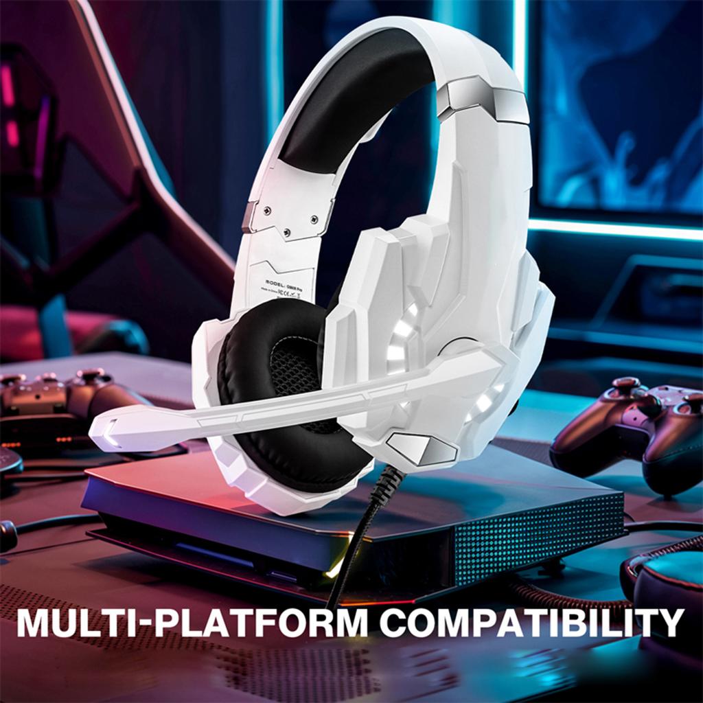3.5mm Gaming Headphone, Over Ear Game Headset, Noise Cancellation Earphone with Mic, LED Light, Volume Control for Laptop, Tablet, Mobile Phones, Desk