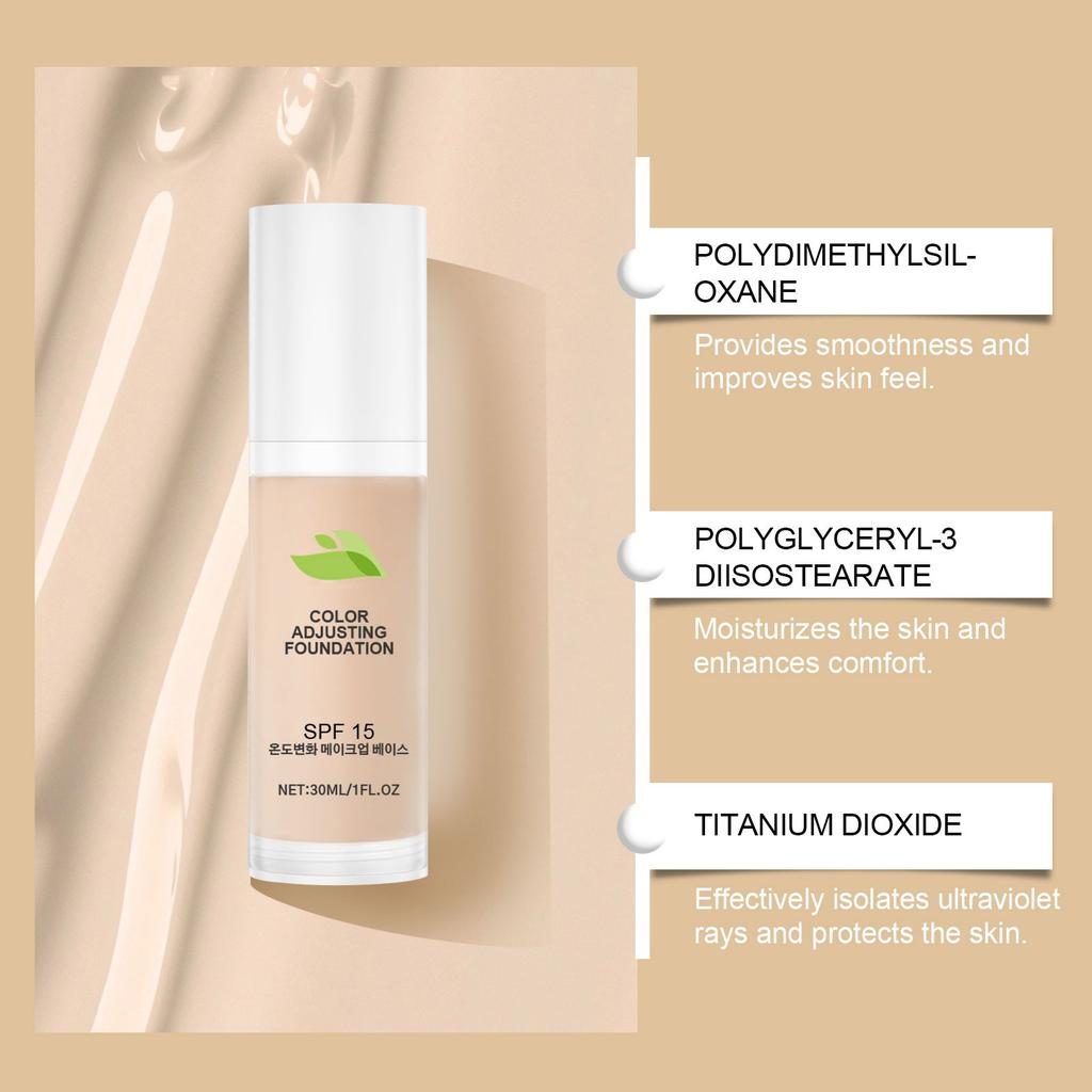 Temperature-changing Liquid Foundation Long-lasting, Moisturizing, Waterproof And Sweatproof, Non-slippery, Soothing Sensitive Skin 30ml